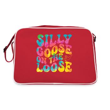 Die Dumme Gans Auf Freiem Fuß - Retro Tasche - Rot/Weiß - Hinten