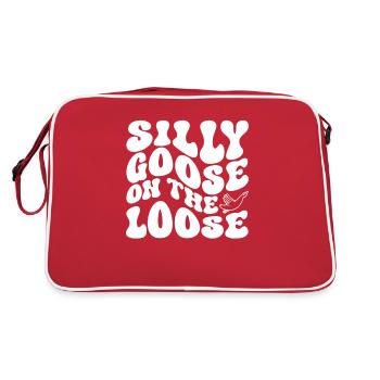 Die Dumme Gans Auf Freiem Fuß - Retro Tasche - Rot/Weiß - Hinten