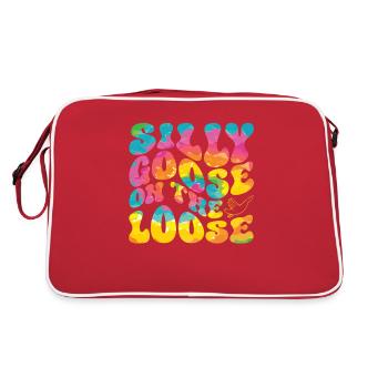 Die Dumme Gans Auf Freiem Fuß - Retro Tasche - Rot/Weiß - Hinten