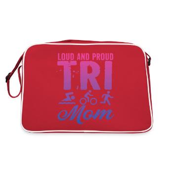 Loud and proud Tri Mom triathlete - Retro Bag - red/white - Back