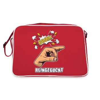 Reingeschaut Lustig Boom Reingeguckt - Retro Tasche - Rot/Weiß - Hinten