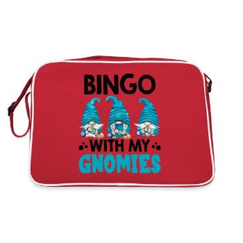 Bingo Mit Meinen Gnomies Lustiges Bingo - Retro Tasche - Rot/Weiß - Hinten