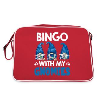 Bingo Mit Meinen Gnomies Lustiges Bingo - Retro Tasche - Rot/Weiß - Hinten