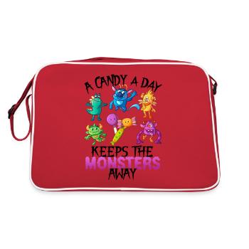 One candy a day Monster Funny Halloween - Retro Bag - red/white - Back