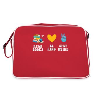 Reading books Be friendly Crazy Reading - Retro Bag - red/white - Back