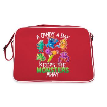 One candy a day Monster Funny Halloween - Retro Bag - red/white - Back