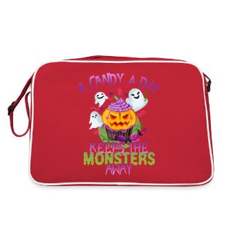 One Candy A Day Monster Funny Halloween - Retro Bag - red/white - Back