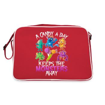 One Candy A Day Monster Funny Halloween - Retro Bag - red/white - Back