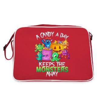 One Candy A Day Monster Funny Halloween - Retro Bag - red/white - Back