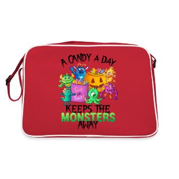 One Candy A Day Monster Funny Halloween - Retro Bag - red/white - Back