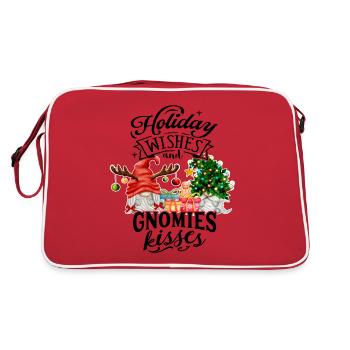 Weihnachten Holiday Wishes Gnomies Kisses - Retro Tasche - Rot/Weiß - Hinten