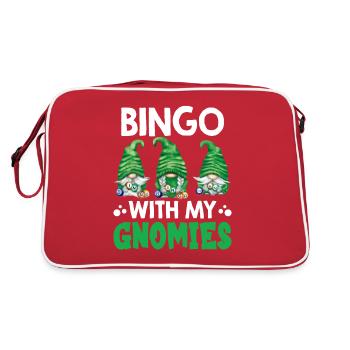 Bingo Mit Meinen Gnomies Lustiges Bingo - Retro Tasche - Rot/Weiß - Hinten