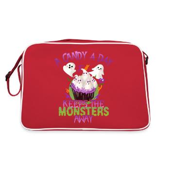One Candy A Day Monster Funny Halloween - Retro Bag - red/white - Back