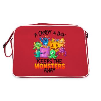 One Candy A Day Monster Funny Halloween - Retro Bag - red/white - Back