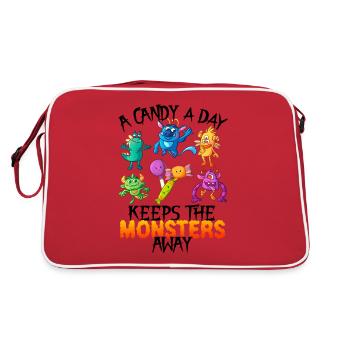 One Candy A Day Monster Funny Halloween - Retro Bag - red/white - Back