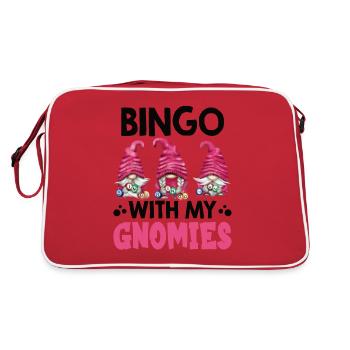 Bingo Mit Meinen Gnomies Lustiges Bingo - Retro Tasche - Rot/Weiß - Hinten