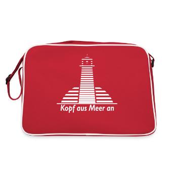 Kopf Aus Meer An Küste Nordsee Ostsee Ostfriesland - Retro Tasche - Rot/Weiß - Hinten