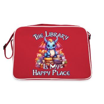 La bibliothèque est mon lieu de bonheur, dragons - Sac Retro - rouge/blanc - Dos