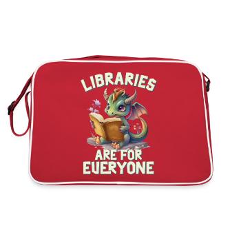 Libraries are for everyone Librarian - Retro Bag - red/white - Back