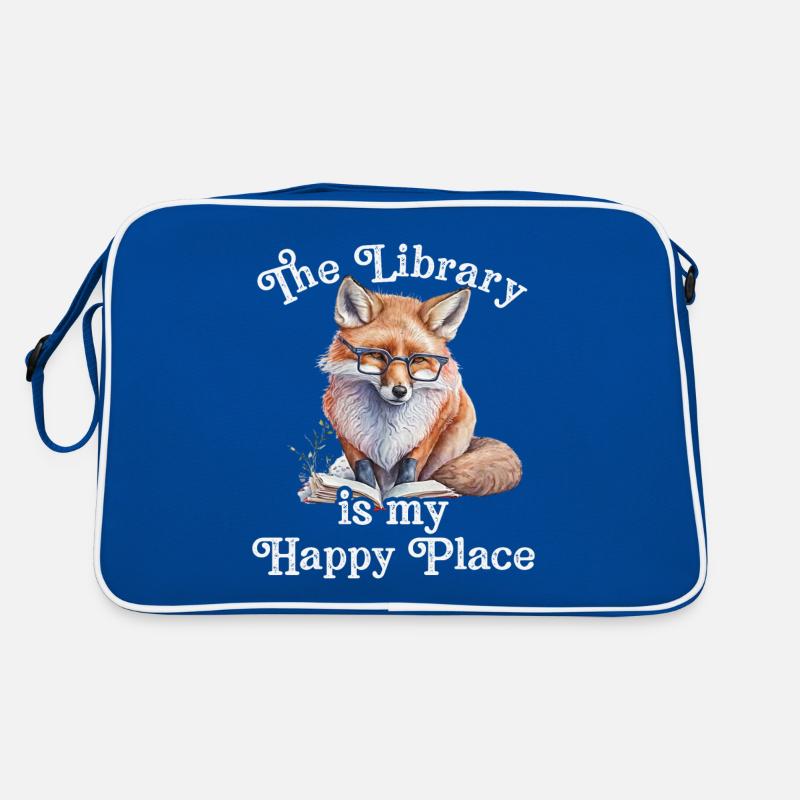 The library is my happy place fox Retro Bag