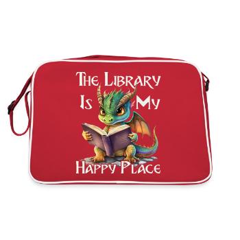 La bibliothèque est mon lieu de bonheur, dragon - Sac Retro - rouge/blanc - Dos
