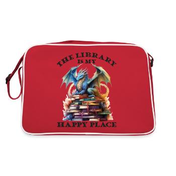 La bibliothèque est mon lieu de bonheur, dragon - Sac Retro - rouge/blanc - Dos