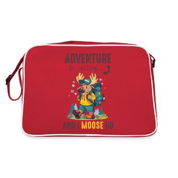 Adventure Is Calling Kids Cute Moose - Retro Bag - red/white - Back
