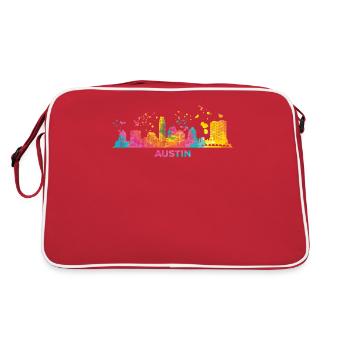 Austinites Watercolor Skyline Austin - Retro Bag - red/white - Back