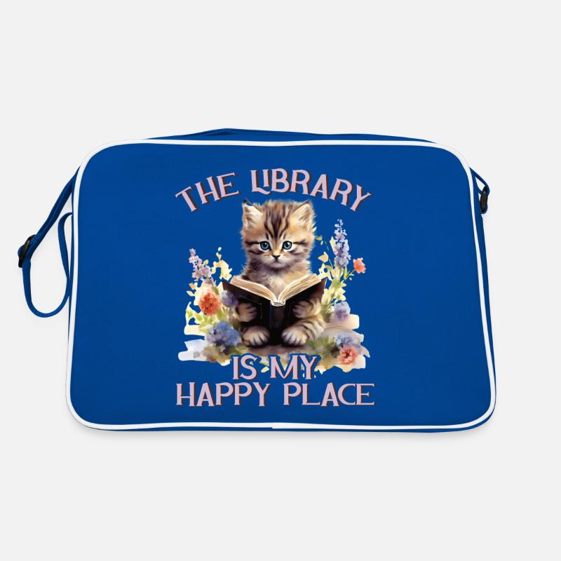 La bibliothèque est mon chat de l’endroit où je suis heureux Sac Retro