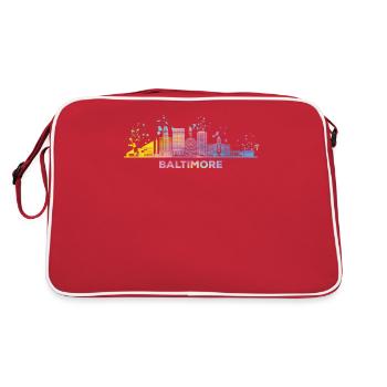 Baltimorean Watercolor Skyline Baltimore - Retro Bag - red/white - Back