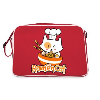 Neko ramen cat, Funny Ramen Cat, Ramen, Ramen Gift - Sac Retro - rouge/blanc - Dos