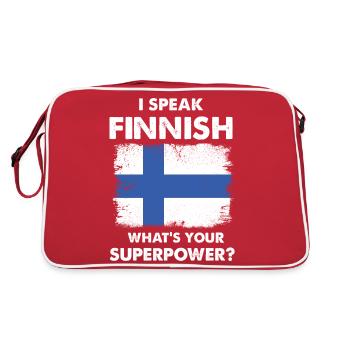 speak finnish superpower - Retro Bag - red/white - Back