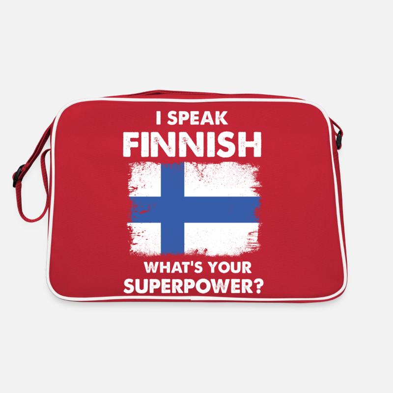 speak finnish superpower - Retro Tasche - Rot/Weiß