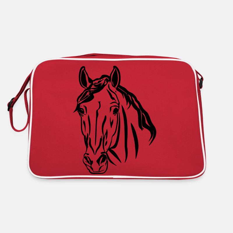 Pferd Illustration Line Art Geschenkidee Retro Tasche