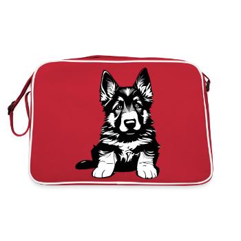 German Shepherd Dog Owner Dog Puppy - Retro Bag - red/white - Back