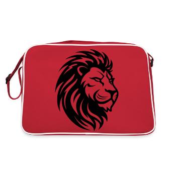 Löwe Löwenkopf Raubtier - Retro Tasche - Rot/Weiß - Hinten