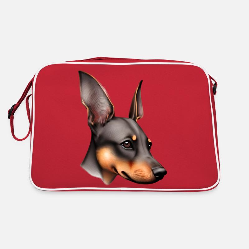 Dobermann Dobermannwelpe Hund Dobermanntrainer Retro Tasche