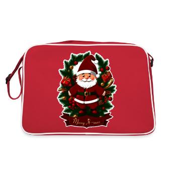 Autocollant Père Noël encadré par des branches de sapin - Sac Retro - rouge/blanc - Dos
