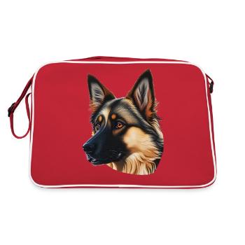 Malinois belge en tant que portraits de tête colorés - Sac Retro - rouge/blanc - Dos