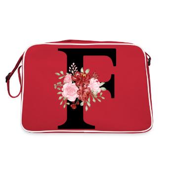 Roter Blumenbuchstabe F - Retro Tasche - Rot/Weiß - Hinten