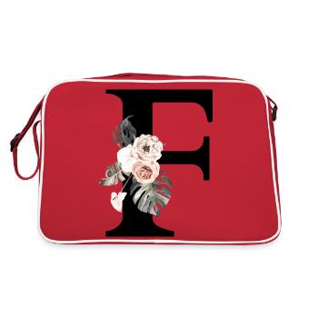 Tropischer Blumenbuchstabe f - Retro Tasche - Rot/Weiß - Hinten