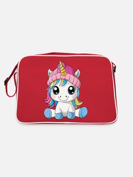 Licorne mignon mignon bébé enfants dessin animé animal - Sac Retro - rouge/blanc - Dos