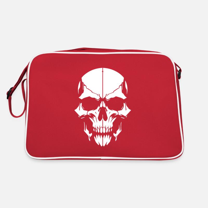 skull1w - Retro Tasche - Rot/Weiß
