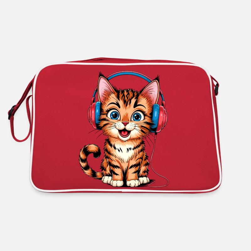 Kopfhörer-Kätzchen Retro Tasche