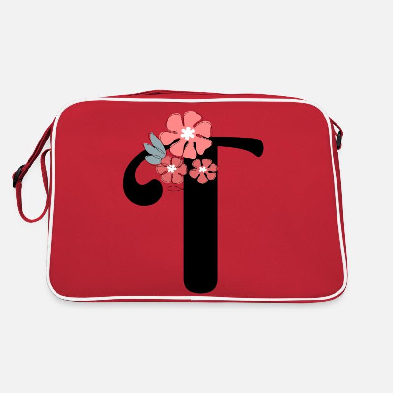 Buchstabe t Minimalistische Blumen Retro Tasche