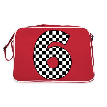 Number 6 plaid - Retro Bag - red/white - Back