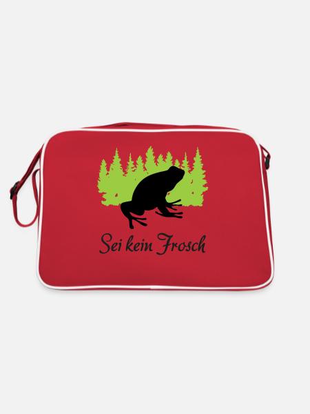 "Frecher Quaker: Sei kein Frosch" - Retro Tasche - Rot/Weiß - Hinten