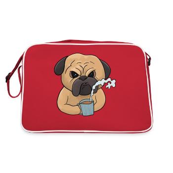 Mumrrischer Pug Dog with Coffee Morning Muffle - Retro Bag - red/white - Back