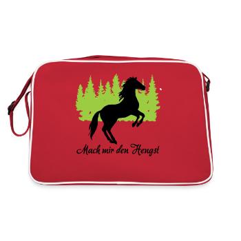 "Mach mir den Hengst: Stolze Männlichkeit" - Retro Tasche - Rot/Weiß - Hinten