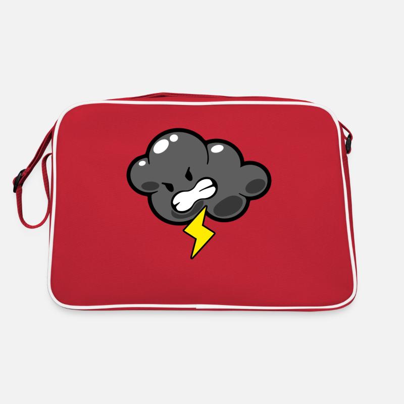 Smiley Kawaii Lightning - Retro Tasche - Rot/Weiß